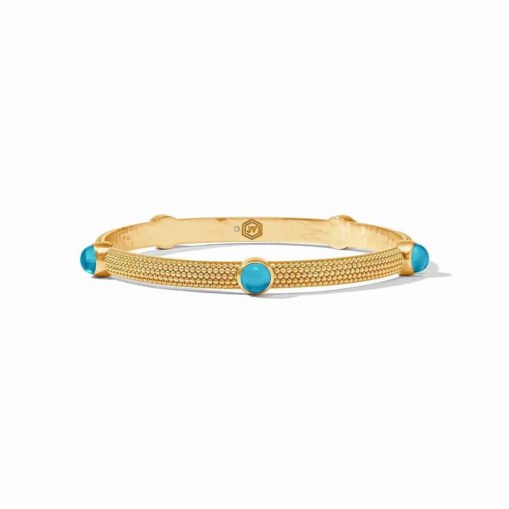 NEW JULIE VOS women's cabochon bangle in iridescent london blue